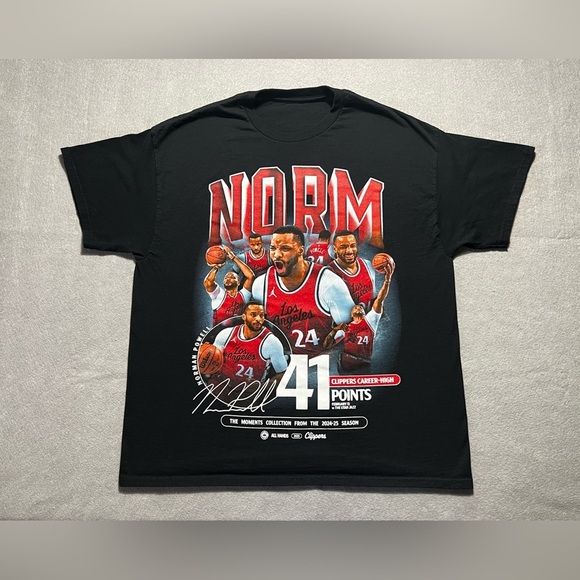 Norm Powell LA Clippers Shirt Men’s XL Black Graphic Tee 41 Points Career High - Picture 1 of 4